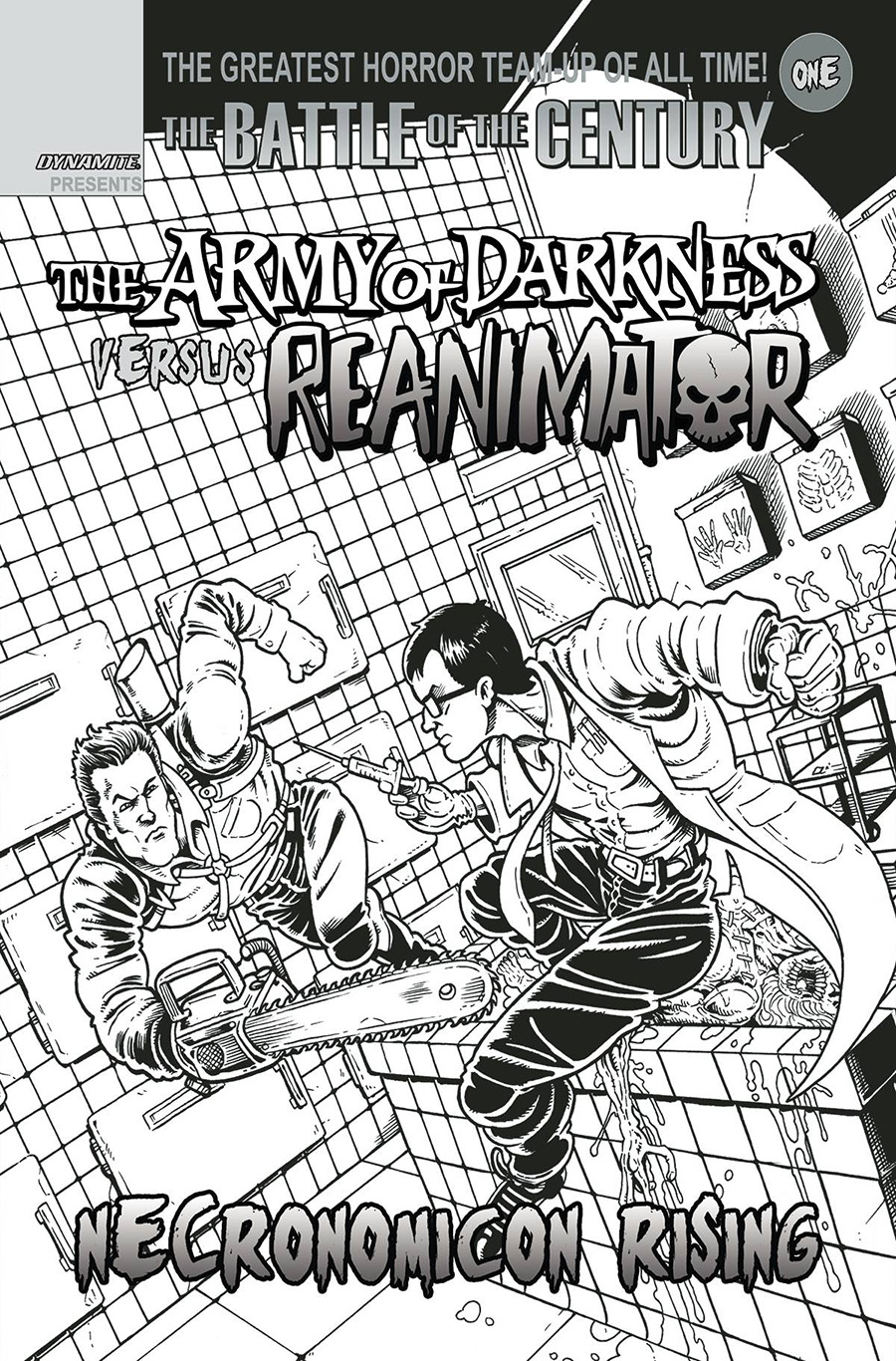 Army Of Darkness vs Reanimator Necronomicon Rising #1 Cover R Incentive Ken Haeser Black & White Cover
