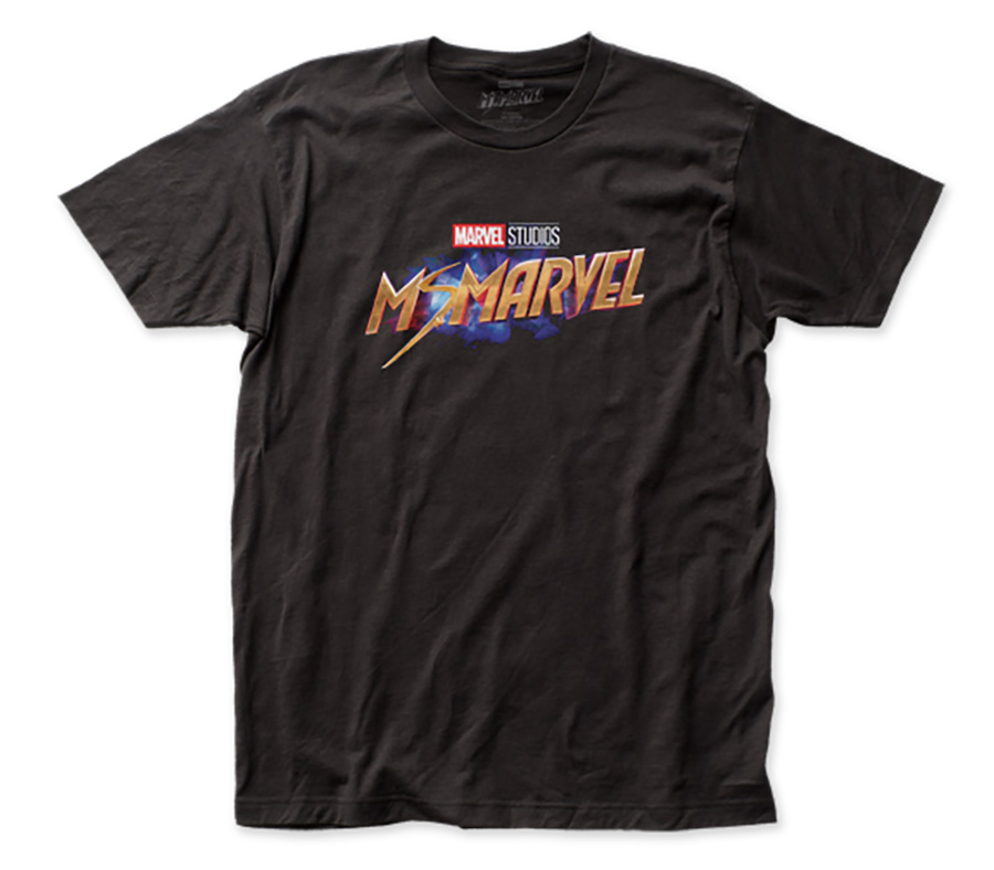 Ms Marvel Title Fitted Jersey Black T-Shirt Large