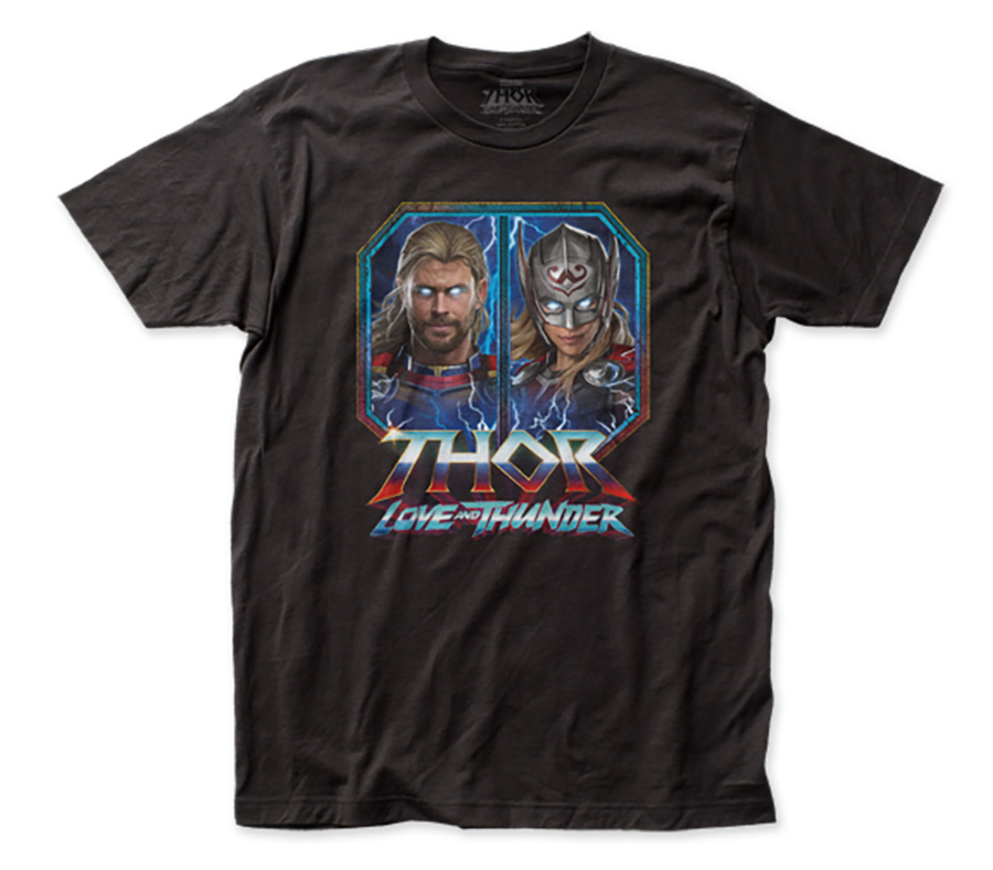 Thor Love And Thunder Headshots Fitted Jersey Black T-Shirt Large