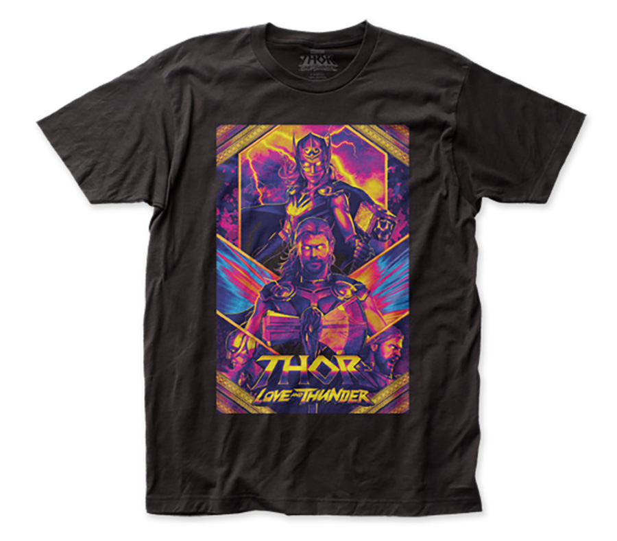 Thor Love And Thunder Poster Fitted Jersey Black T-Shirt Large