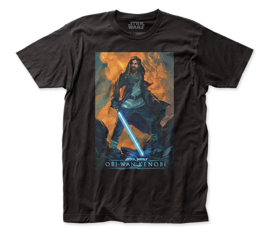 Star Wars Obi-Wan Kenobi Painting Fitted Jersey Black T-Shirt Large