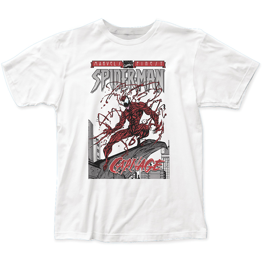 Spider-Man Marvels Finest Carnage Previews Exclusive White T-Shirt Large