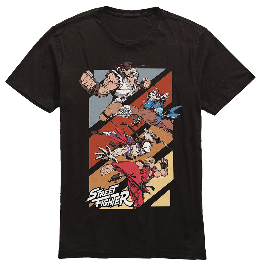 Street Fighter Banners Black T-Shirt Large