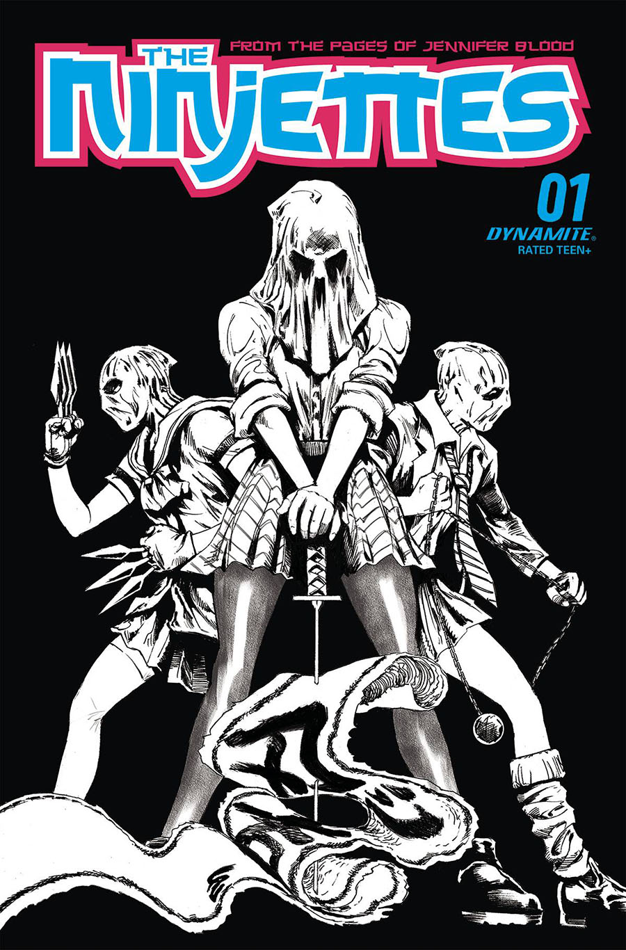 Ninjettes #1 Cover G Incentive Jonathan Lau Black & White Cover