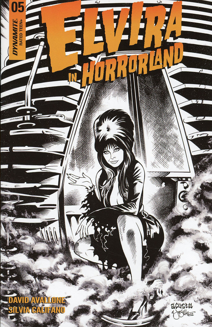 Elvira In Horrorland #5 Cover E Incentive Dave Acosta Black & White Cover