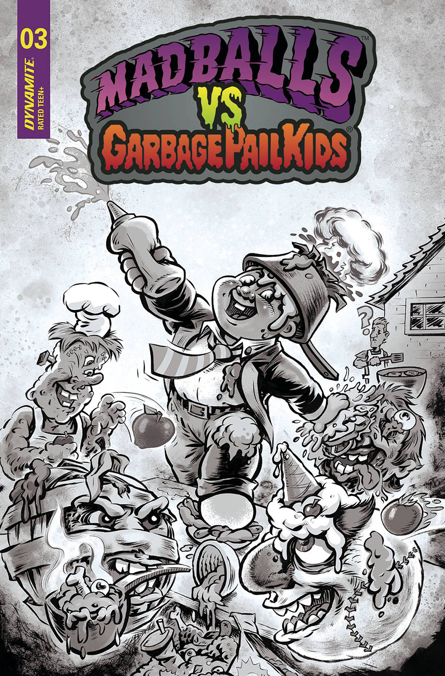Madballs vs Garbage Pail Kids #3 Cover D Incentive Jason Crosby Black & White Cover