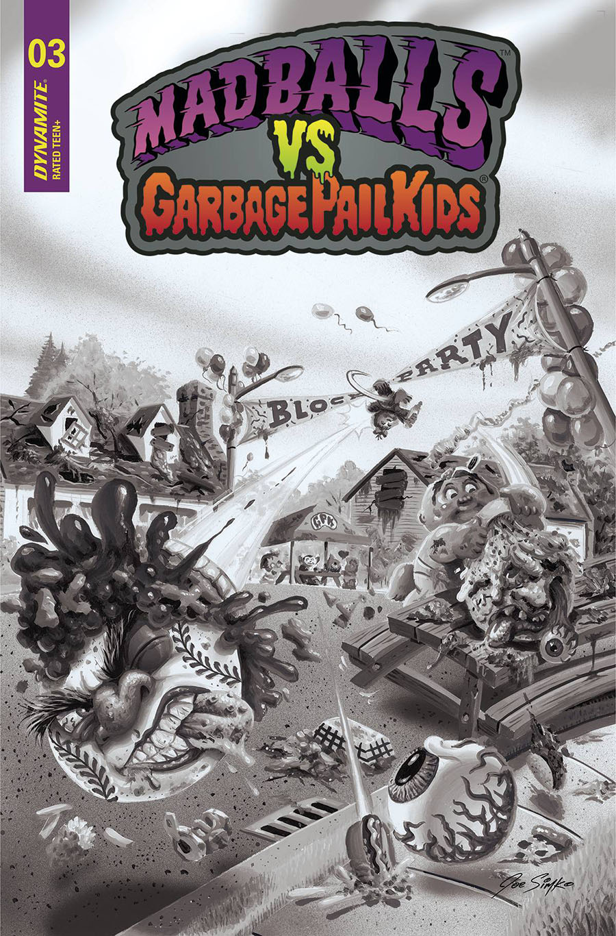 Madballs vs Garbage Pail Kids #3 Cover F Incentive Joe Simko Black & White Cover