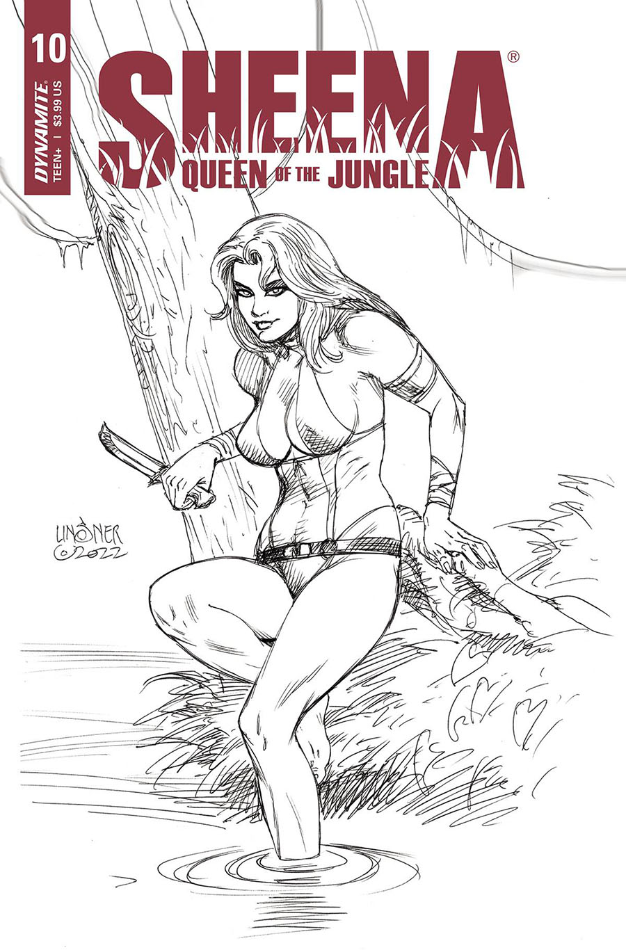 Sheena Queen Of The Jungle #10 Cover F Incentive Joseph Michael Linsner Black & White Cover