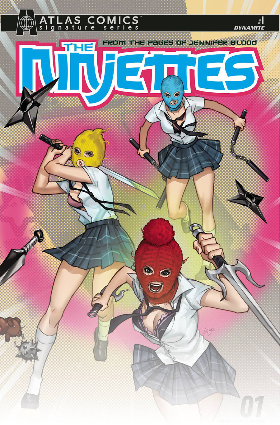 Ninjettes #1 Cover M Atlas Comics Signature Series Signed By Fred Van Lente