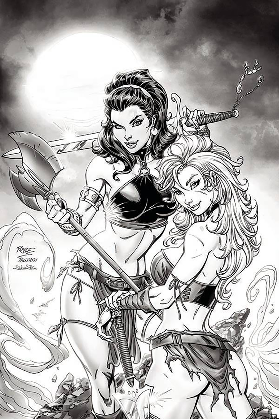 Belit & Valeria Swords vs Sorcery #5 Cover G Incentive John Royle Black & White Virgin Cover