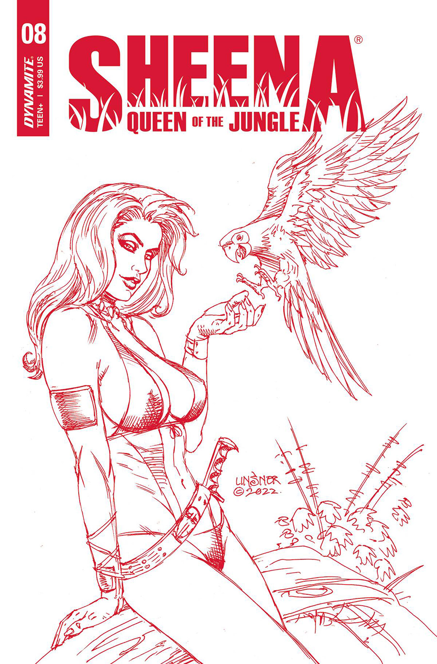 Sheena Queen Of The Jungle #8 Cover P Incentive Joseph Michael Linsner Fiery Red Line Art Cover