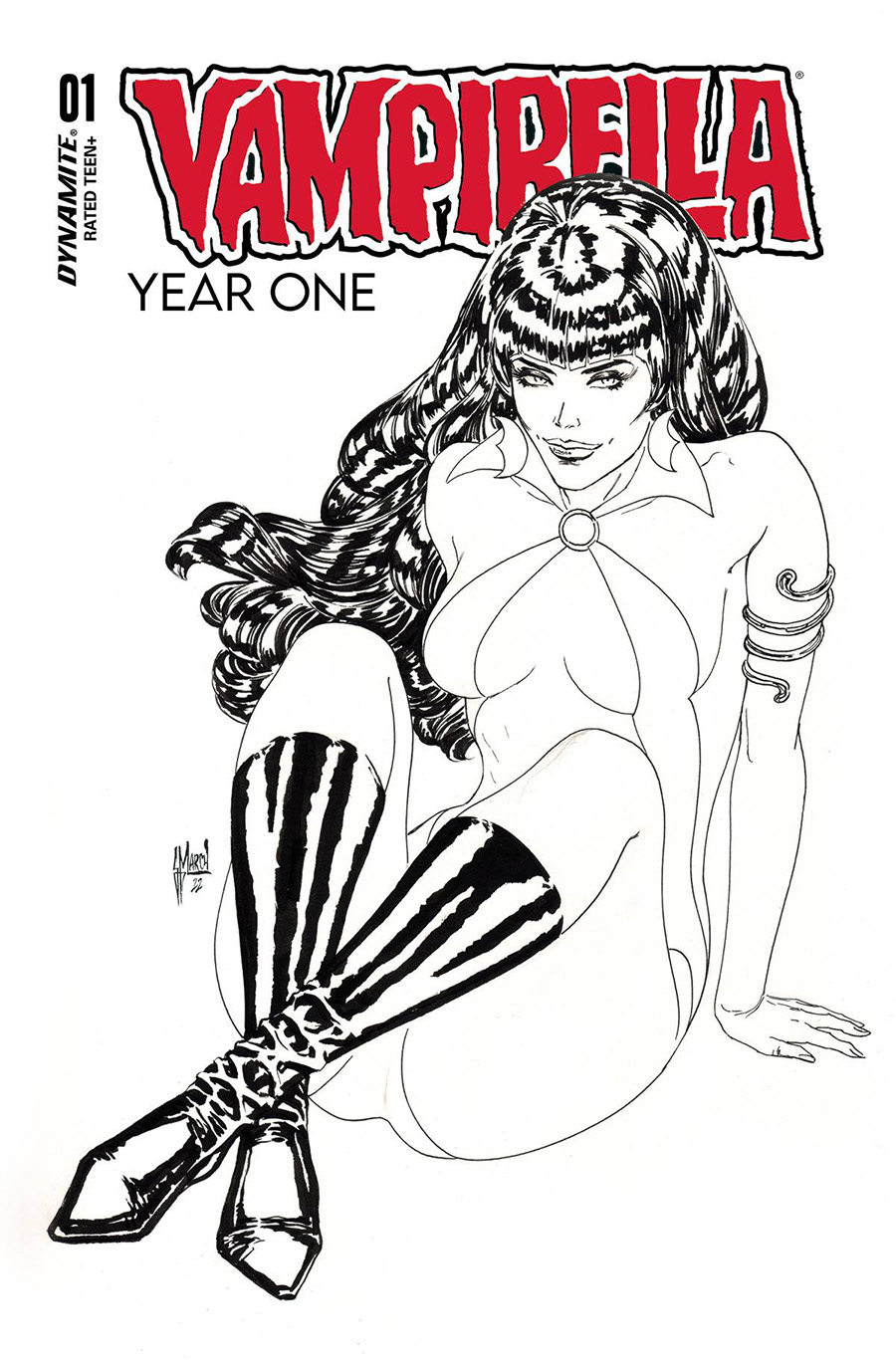 Vampirella Year One #1 Cover Z Incentive Guillem March Black & White Cover