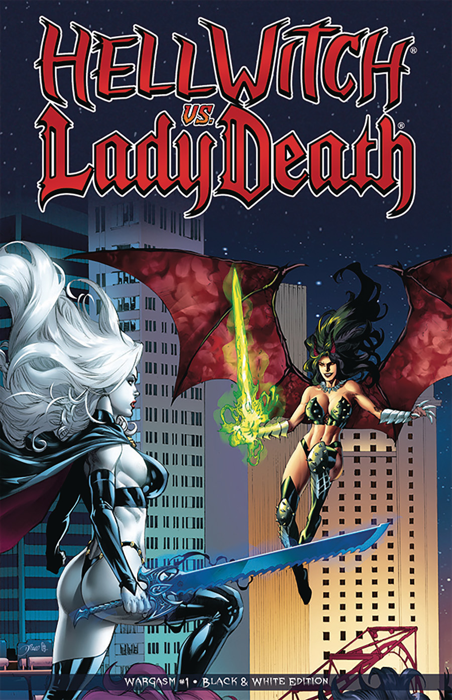 Hellwitch vs Lady Death Wargasm #1 Cover F Black & White Edition