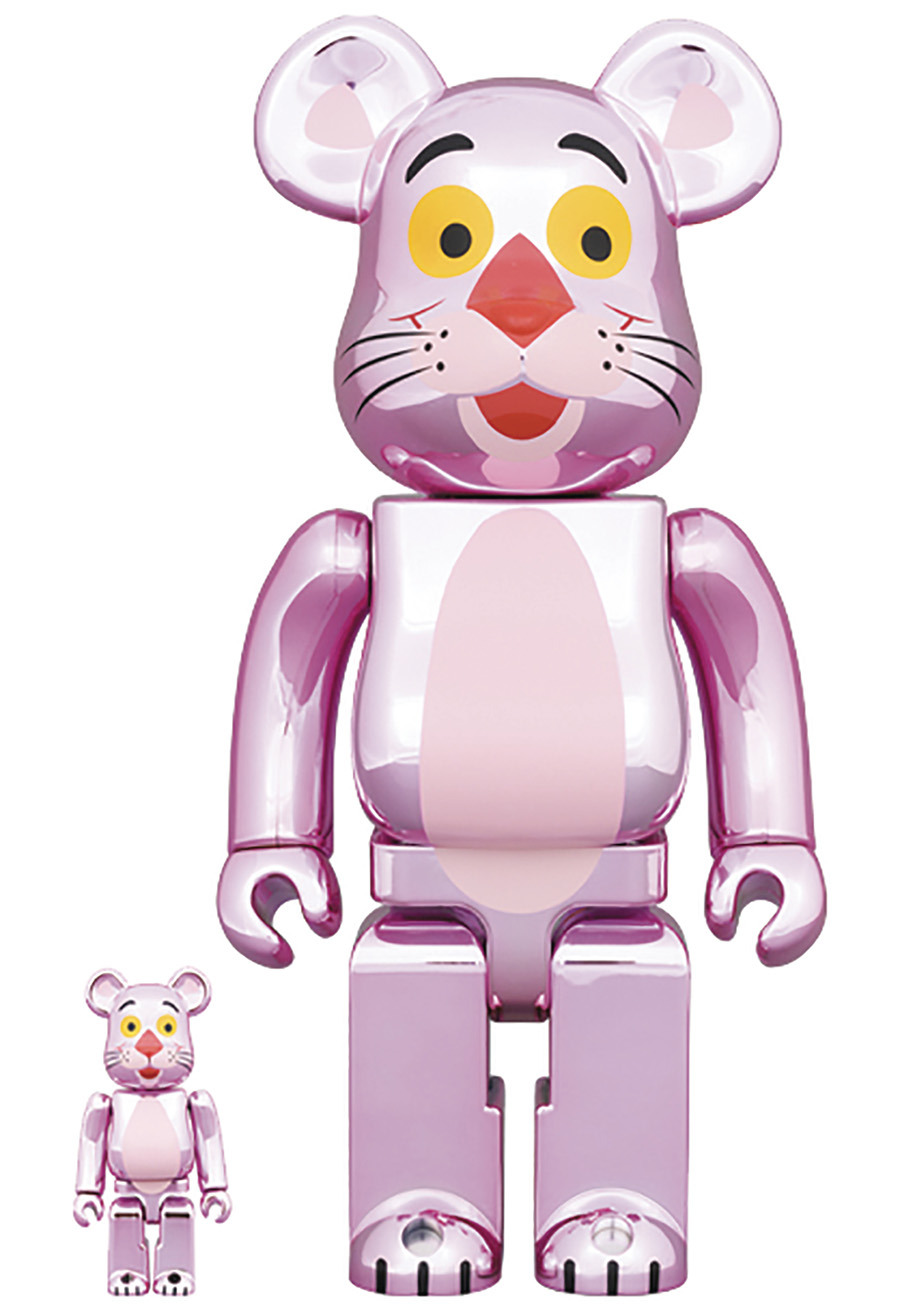 Pink Panther Chrome Version 100 Percent & 400 Percent 2-Pack Bearbrick