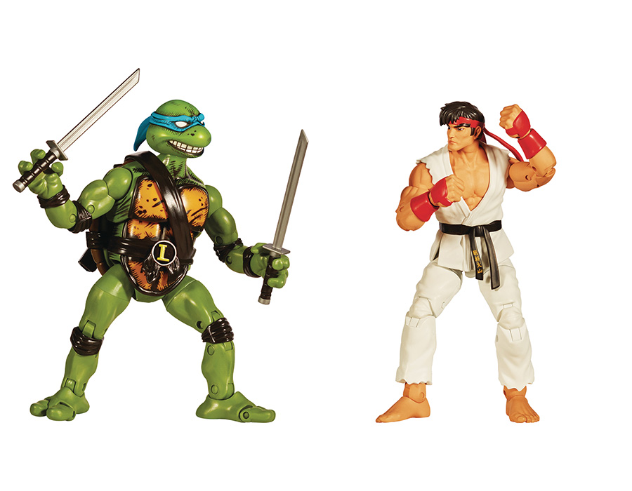 Teenage Mutant Ninja Turtles vs Street Fighter Leonardo vs Ryu 2-Pack Action Figure