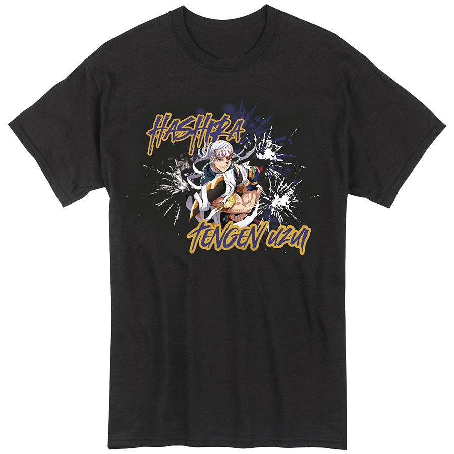 Demon Slayer Kimetsu No Yaiba Hashira Tengen Uzui Black T-Shirt Large