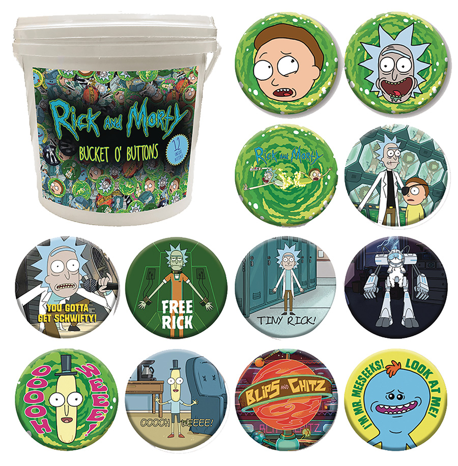Rick And Morty 144-Piece Bucket Of Buttons