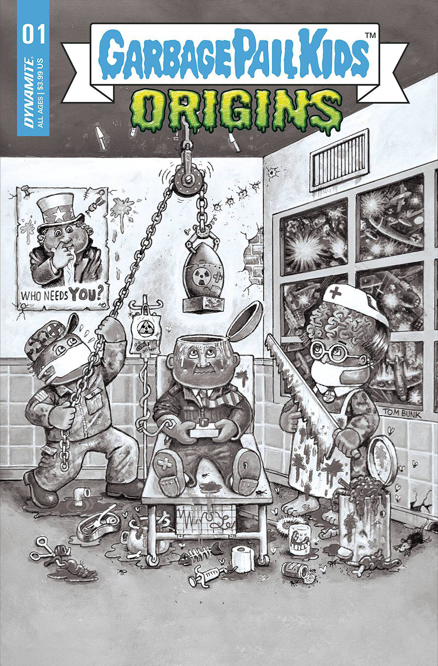 Garbage Pail Kids Origins #1 Cover F Incentive Tom Bunk Black & White Cover