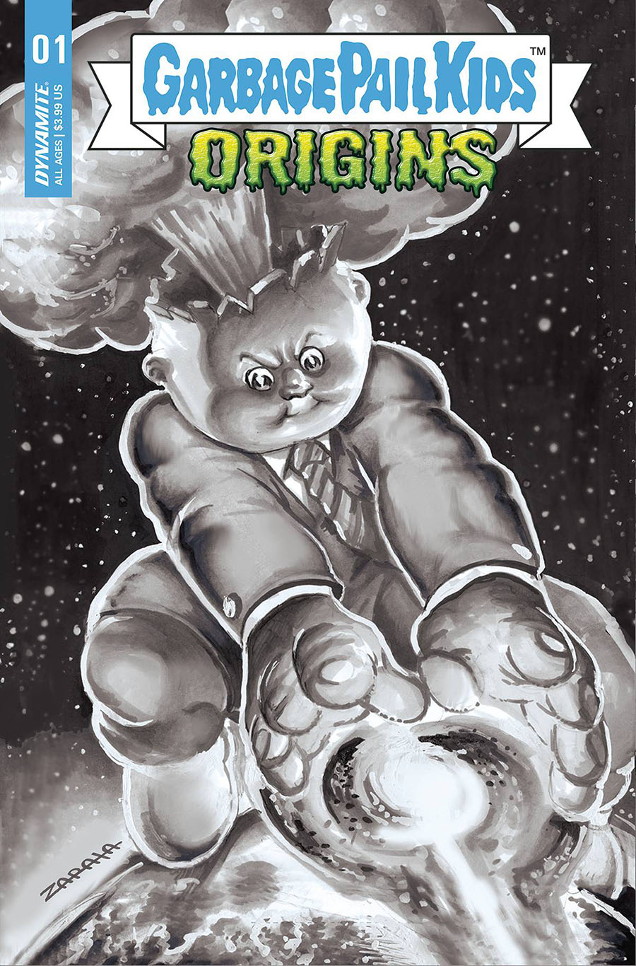 Garbage Pail Kids Origins #1 Cover G Incentive Jeff Zapata Black & White Cover