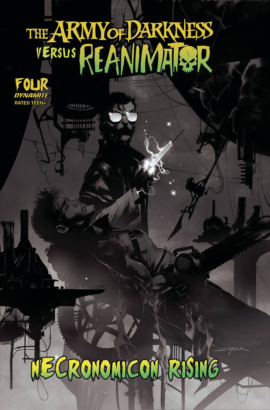 Army Of Darkness vs Reanimator Necronomicon Rising #4 Cover E Incentive Stuart Sayger Black & White Cover