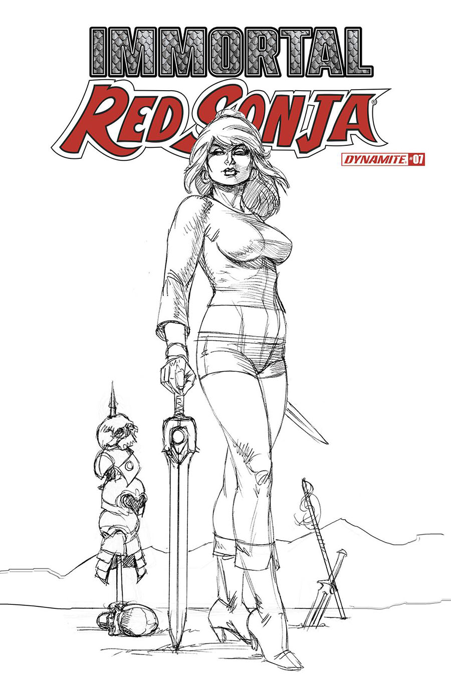 Immortal Red Sonja #7 Cover G Incentive Joseph Michael Linsner Black & White Line Art Cover