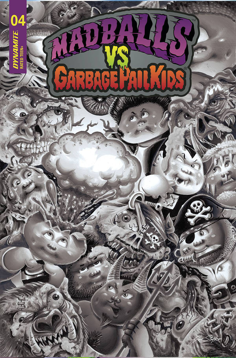 Madballs vs Garbage Pail Kids #4 Cover F Incentive Joe Simko Black & White Cover