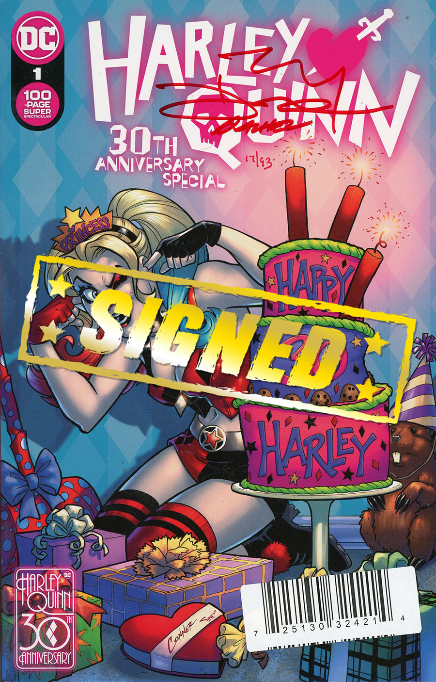 Harley Quinn 30th Anniversary Special #1 (One Shot) Cover O DF Signed By Terry Dodson & Rachel Dodson