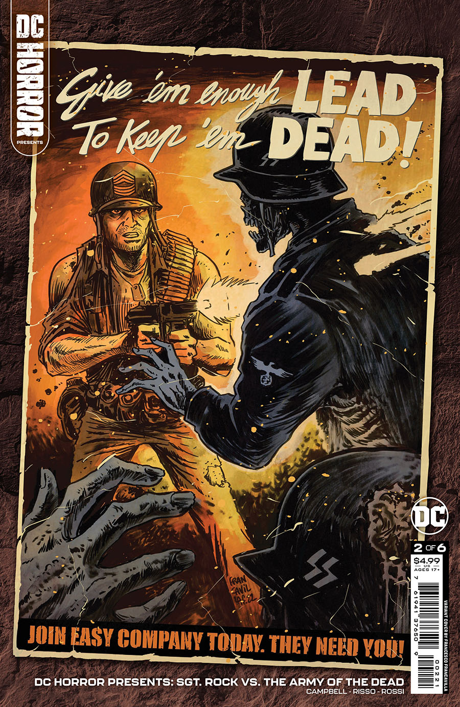 DC Horror Presents Sgt Rock vs The Army Of The Dead #2 Cover B Variant Francesco Francavilla Card Stock Cover