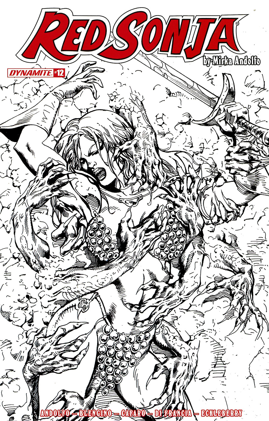 Red Sonja Vol 9 #12 Cover P Incentive Roberto Castro Black & White Cover