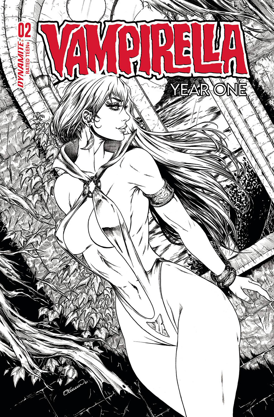 Vampirella Year One #2 Cover T Incentive Collette Turner Black & White Cover