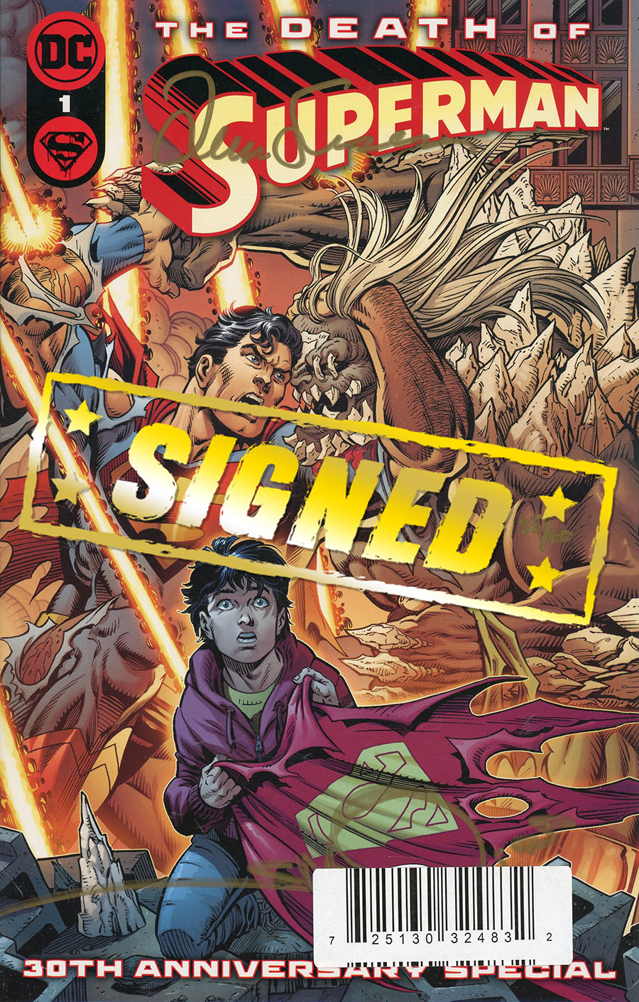 Death Of Superman 30th Anniversary Special #1 (One-Shot) Cover O DF Gold Signature Series Signed By Walter Simonson & Louise Simonson