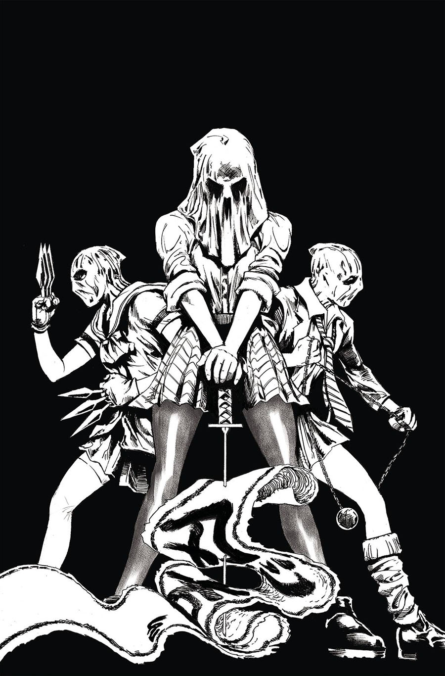 Ninjettes #1 Cover T Incentive Jonathan Lau Black & White Virgin Cover