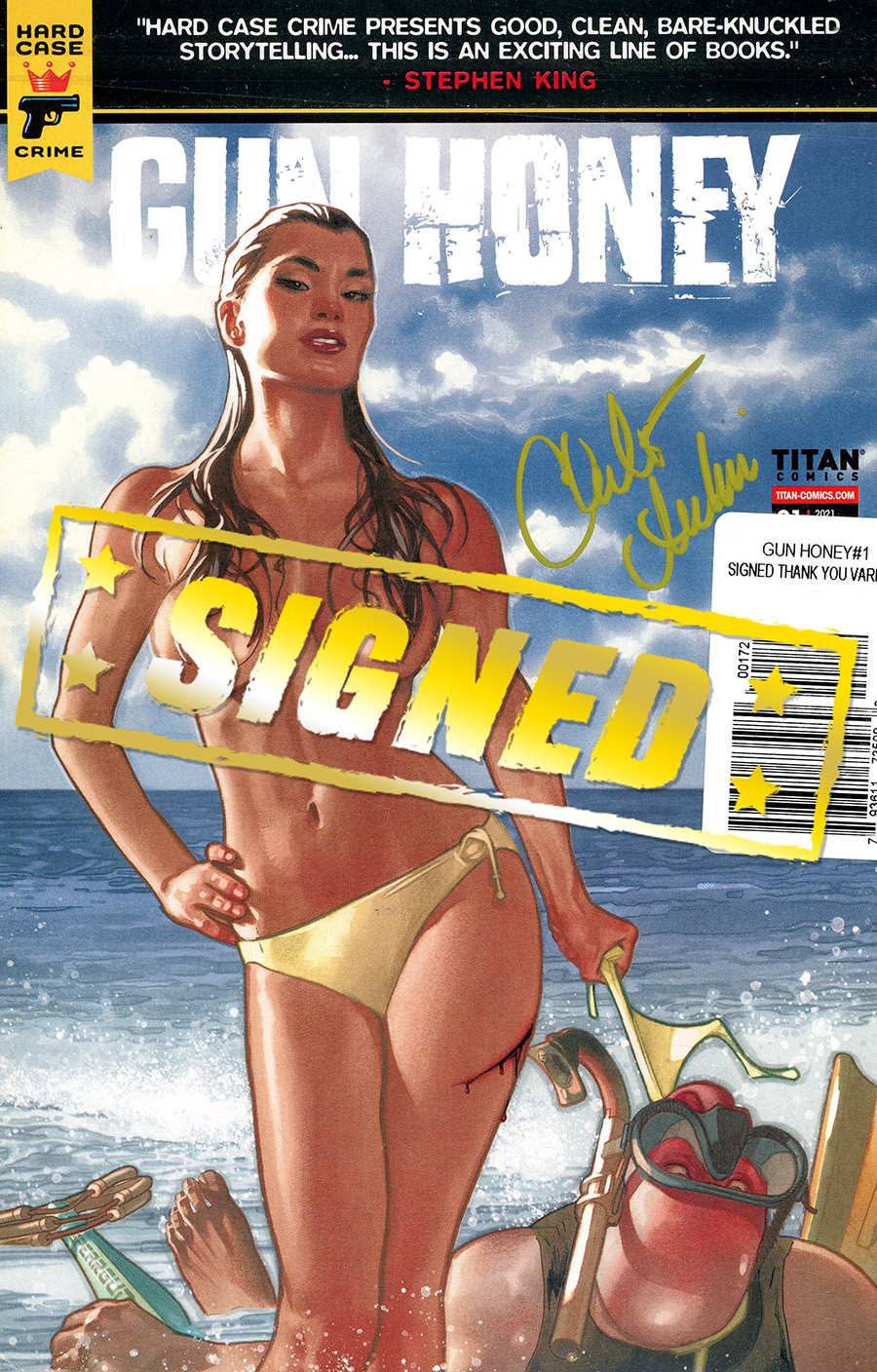 Hard Case Crime Gun Honey #1 Cover K Incentive Adam Hughes Variant Cover Signed By Charles Ardai