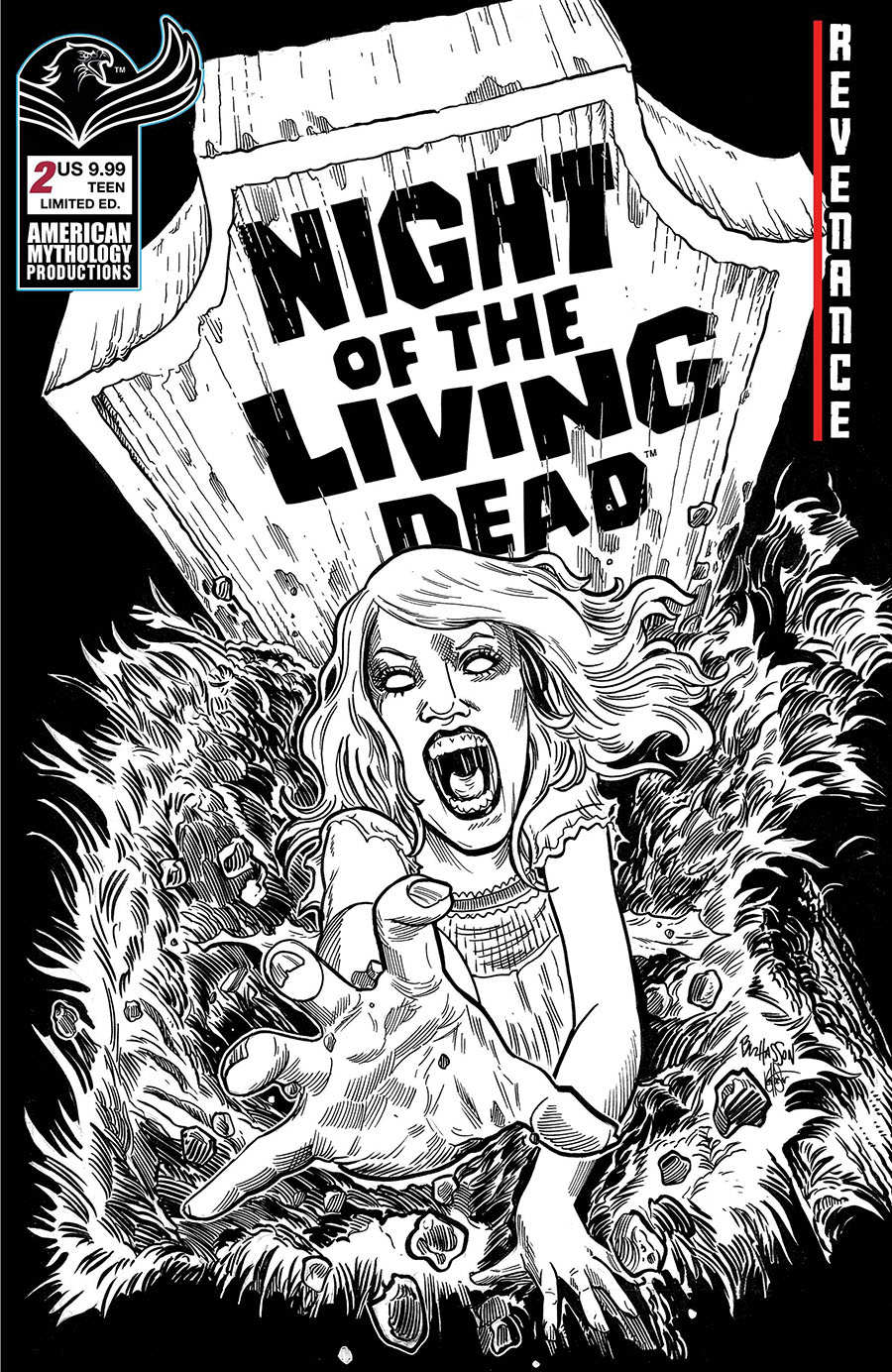 Night Of The Living Dead Revenance #2 Cover D Limited Edition Buz Hasson & Ken Haeser Dead Rise Black & White Cover