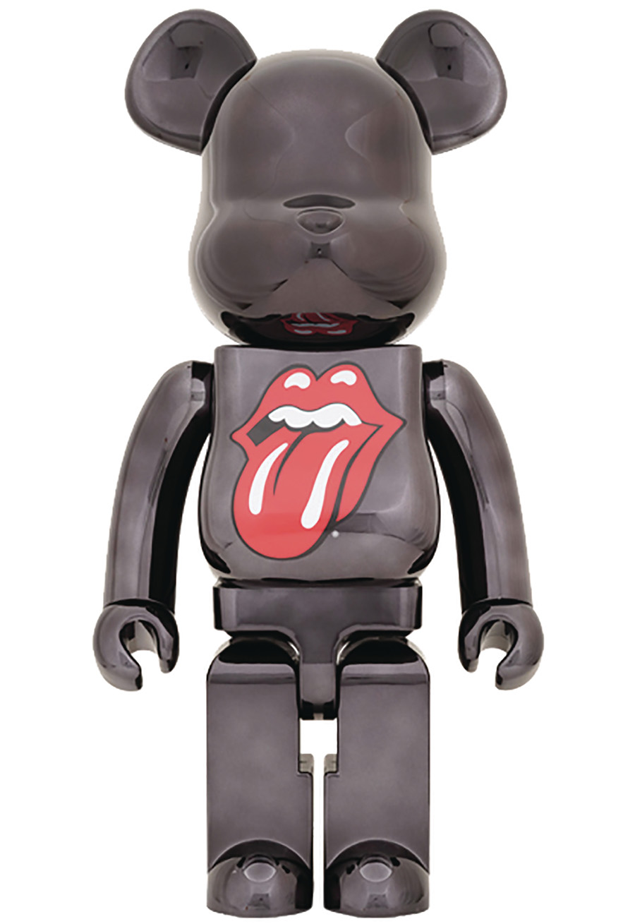 Rolling Stones Lips & Tongue Black Chrome 1000 Percent Bearbrick
