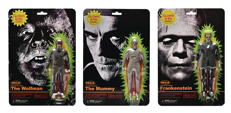 Universal Monsters Retro Glow-In-The-Dark 7-Inch Action Figure Assortment Case