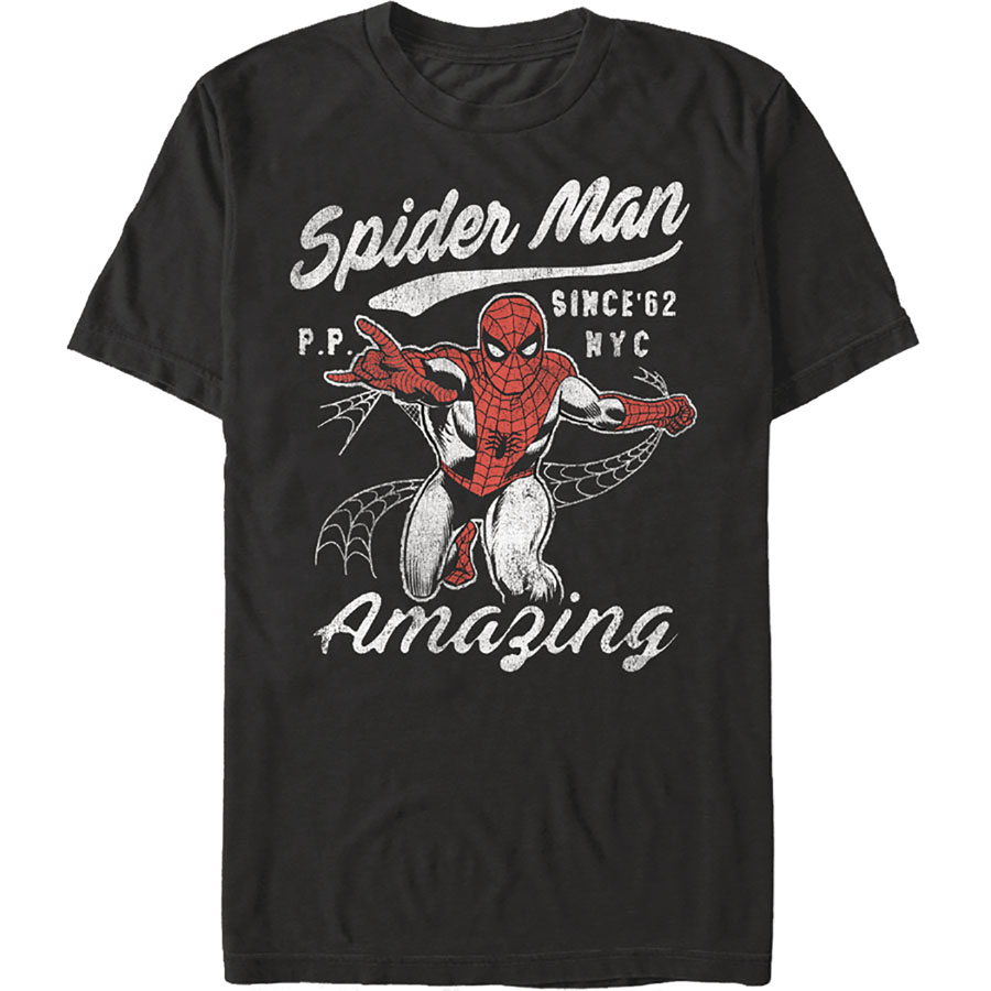 Marvel Heroes Amazing Spider-Man Team Black T-Shirt Large