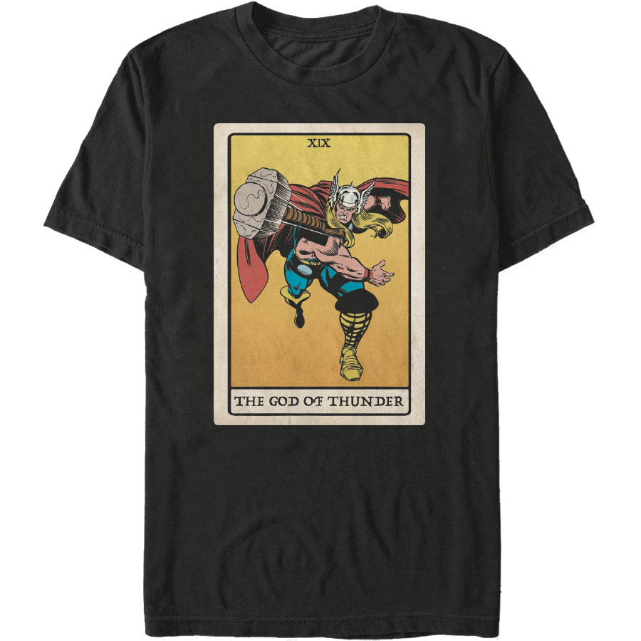 Marvel Heroes Thor Tarot Card Black T-Shirt Large
