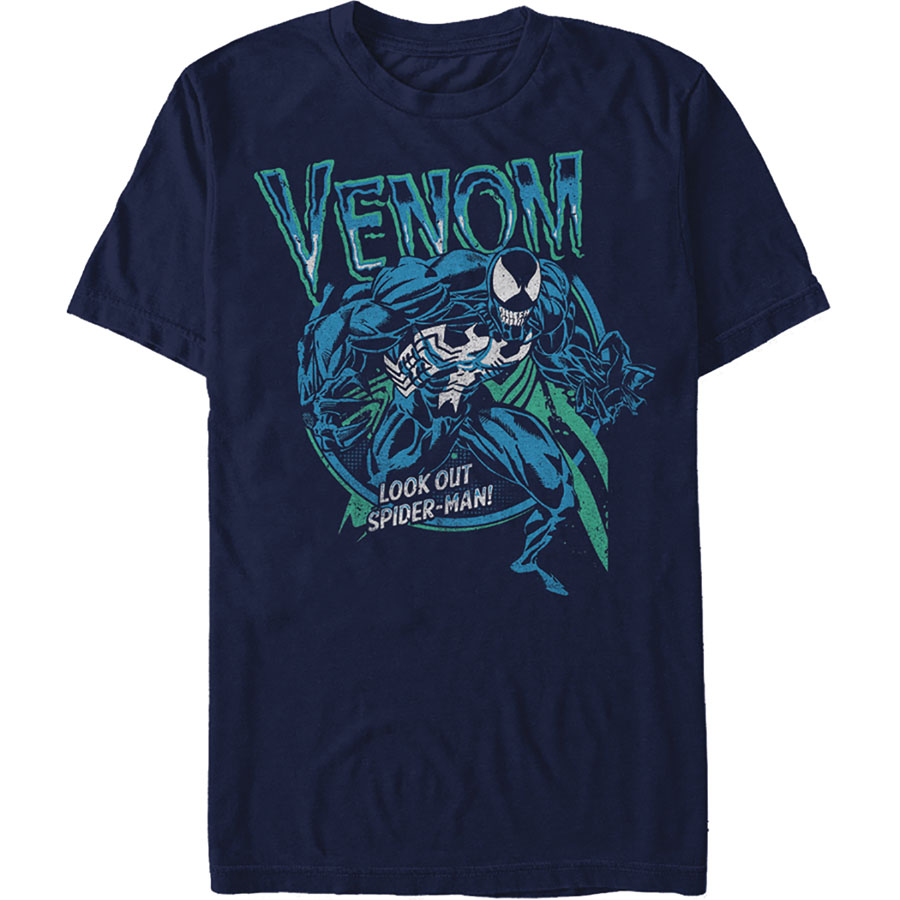 Marvel Heroes Venom Look Out Navy T-Shirt Large