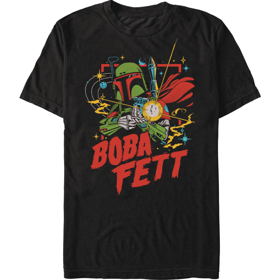 Star Wars Boba Fett Space Retro Black T-Shirt Large