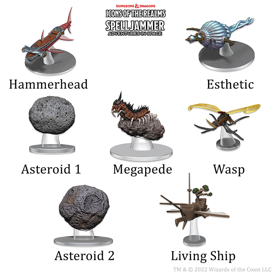 Dungeons & Dragons Icons Of The Realms Spelljammer Ship Scale Miniature Set - Asteriod Encounters