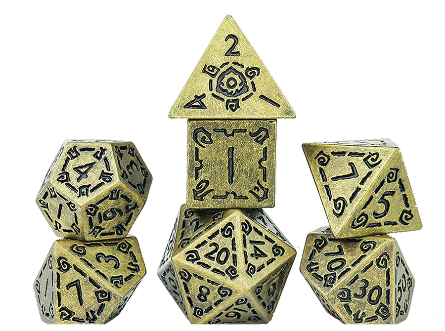 Illusory Metal RPG Dice Set - Gold