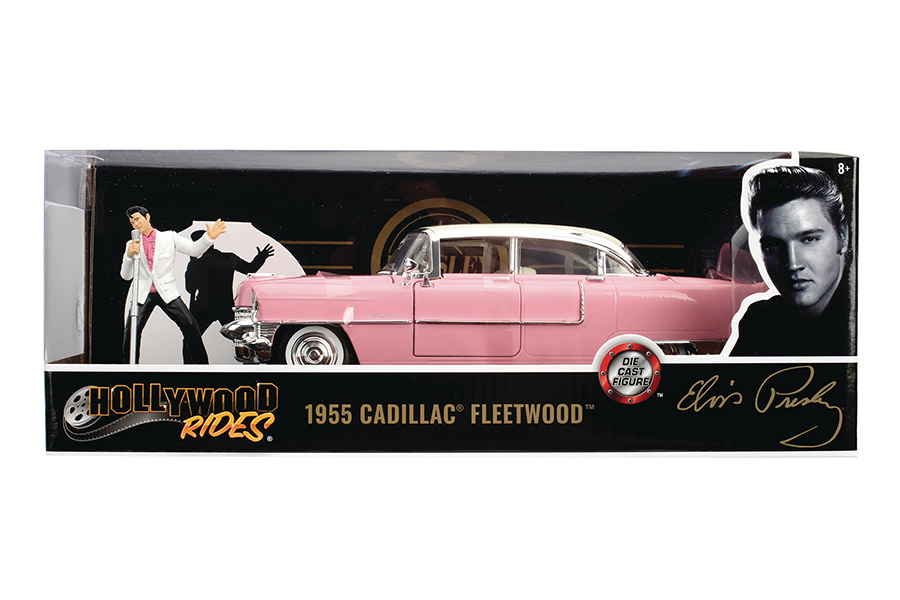 Hollywood Rides 1955 Pink Cadillac Fleetwood With Elvis 1/24 Scale Die-Cast Vehicle