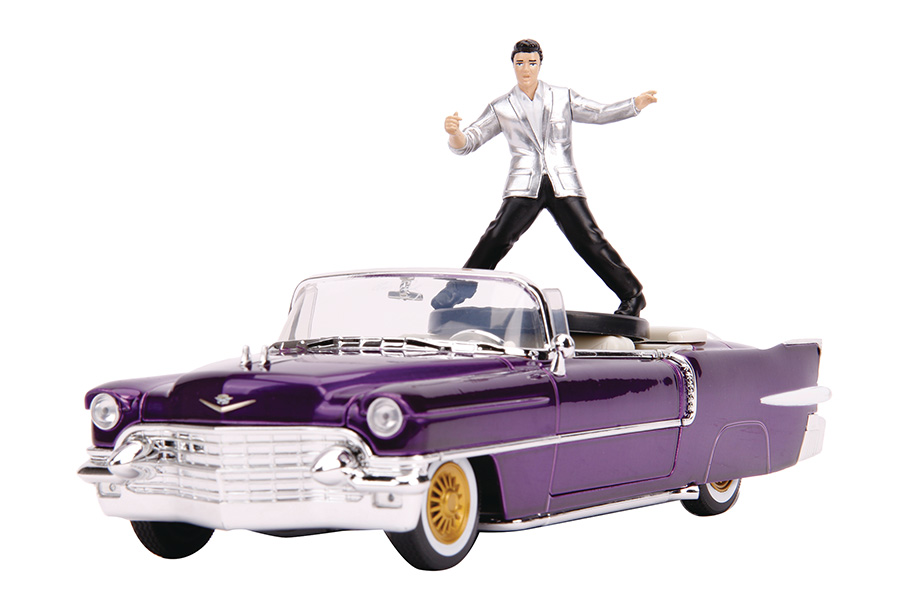 Hollywood Rides 1956 Purple Cadillac Eldorado With Elvis 1/24 Scale Die-Cast Vehicle