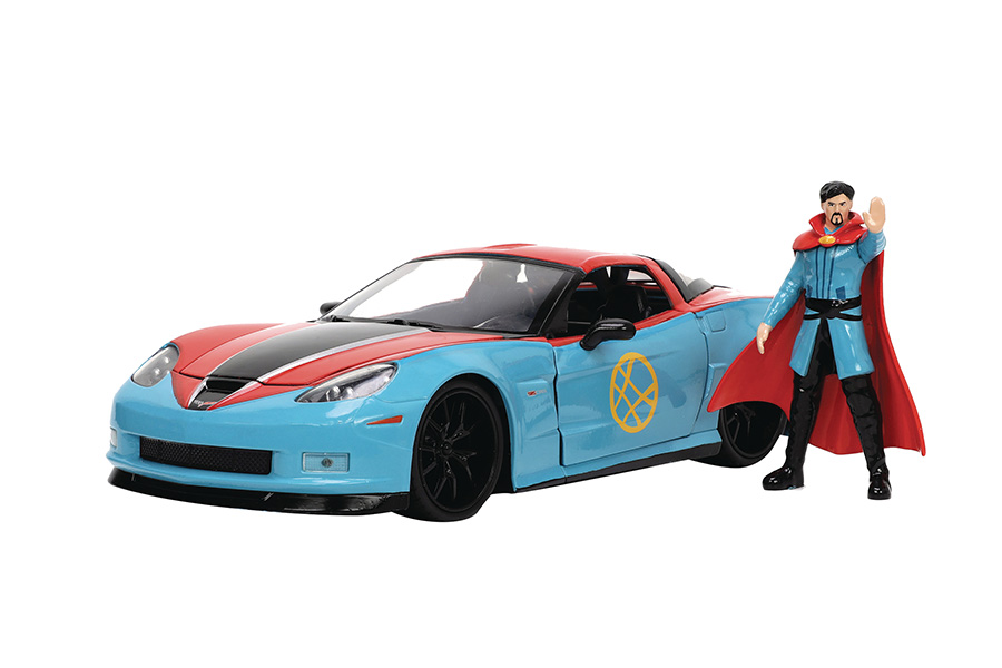 Hollywood Rides 2006 Corvette Z06 With Doctor Strange Figure 1/24 Scale Die-Cast Vehicle