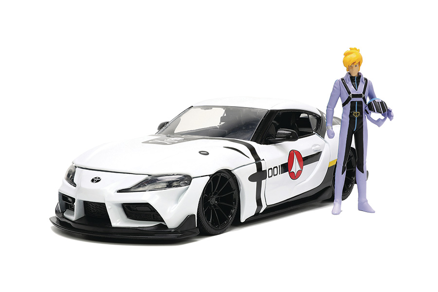 Hollywood Rides Robotech Roy Fokker Toyota Supra With Figure 1/24 Scale Die-Cast Vehicle