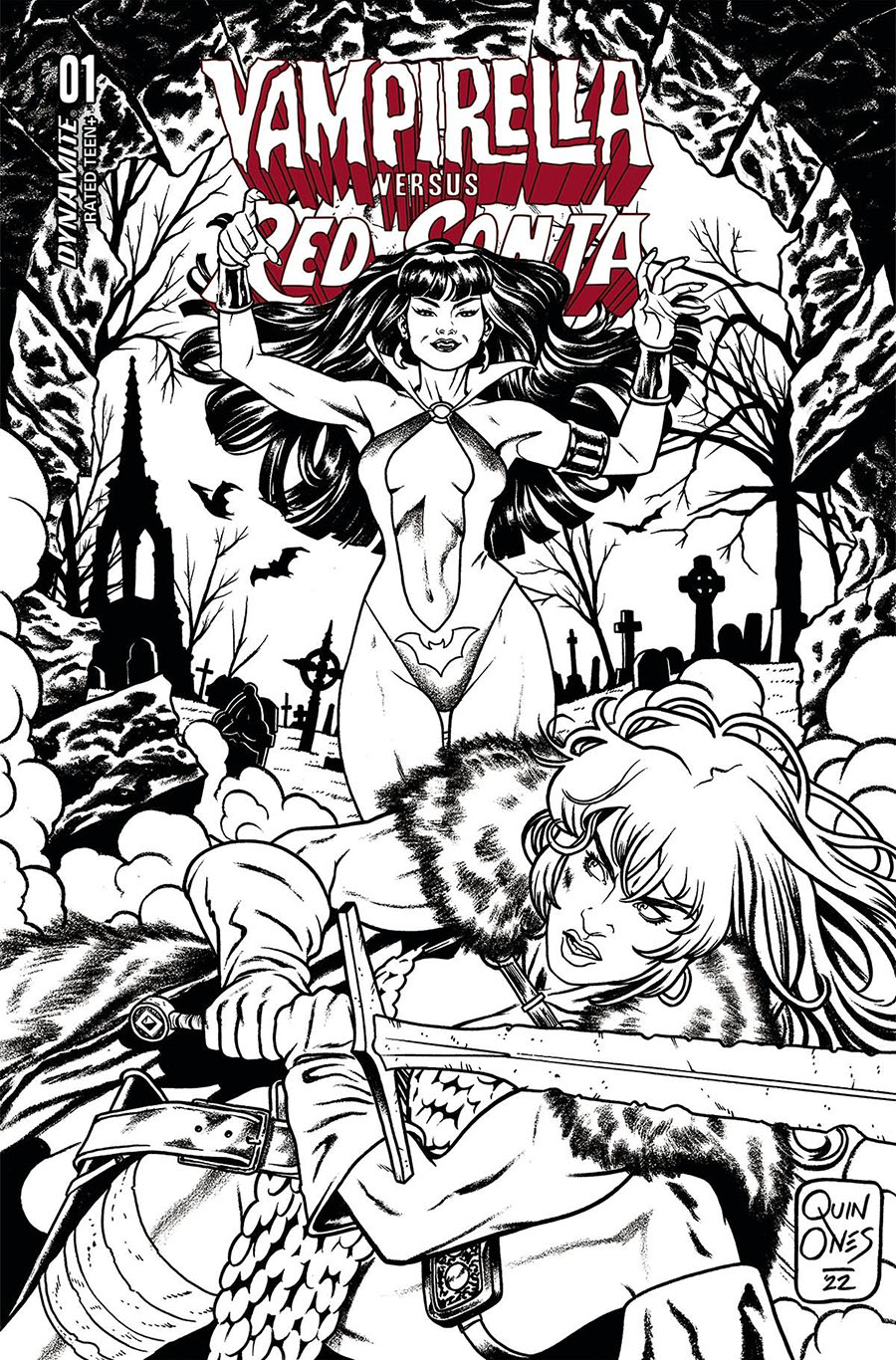 Vampirella vs Red Sonja #1 Cover H Incentive Joe Quinones Black & White Cover