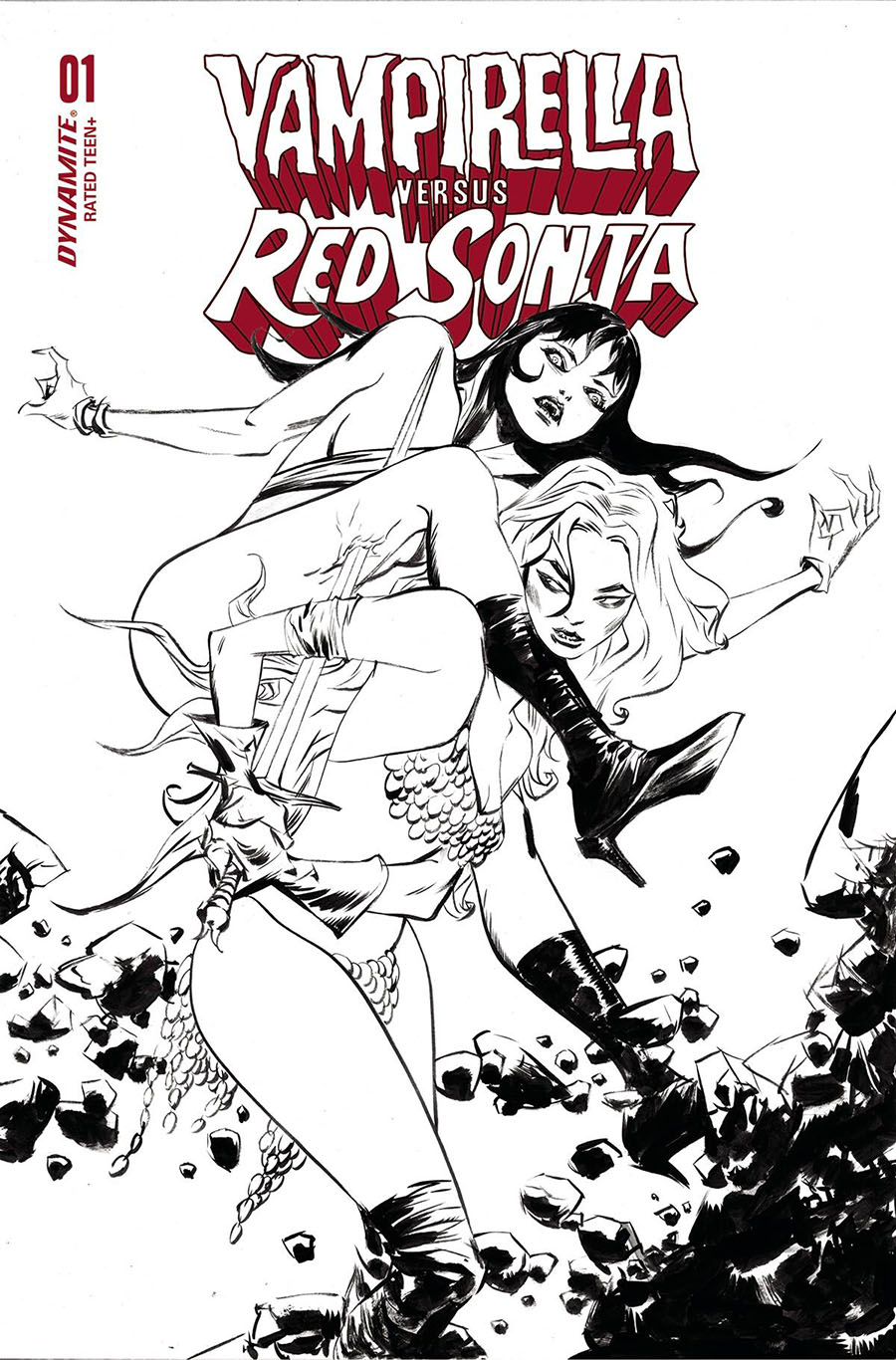 Vampirella vs Red Sonja #1 Cover I Incentive Jae Lee Black & White Cover