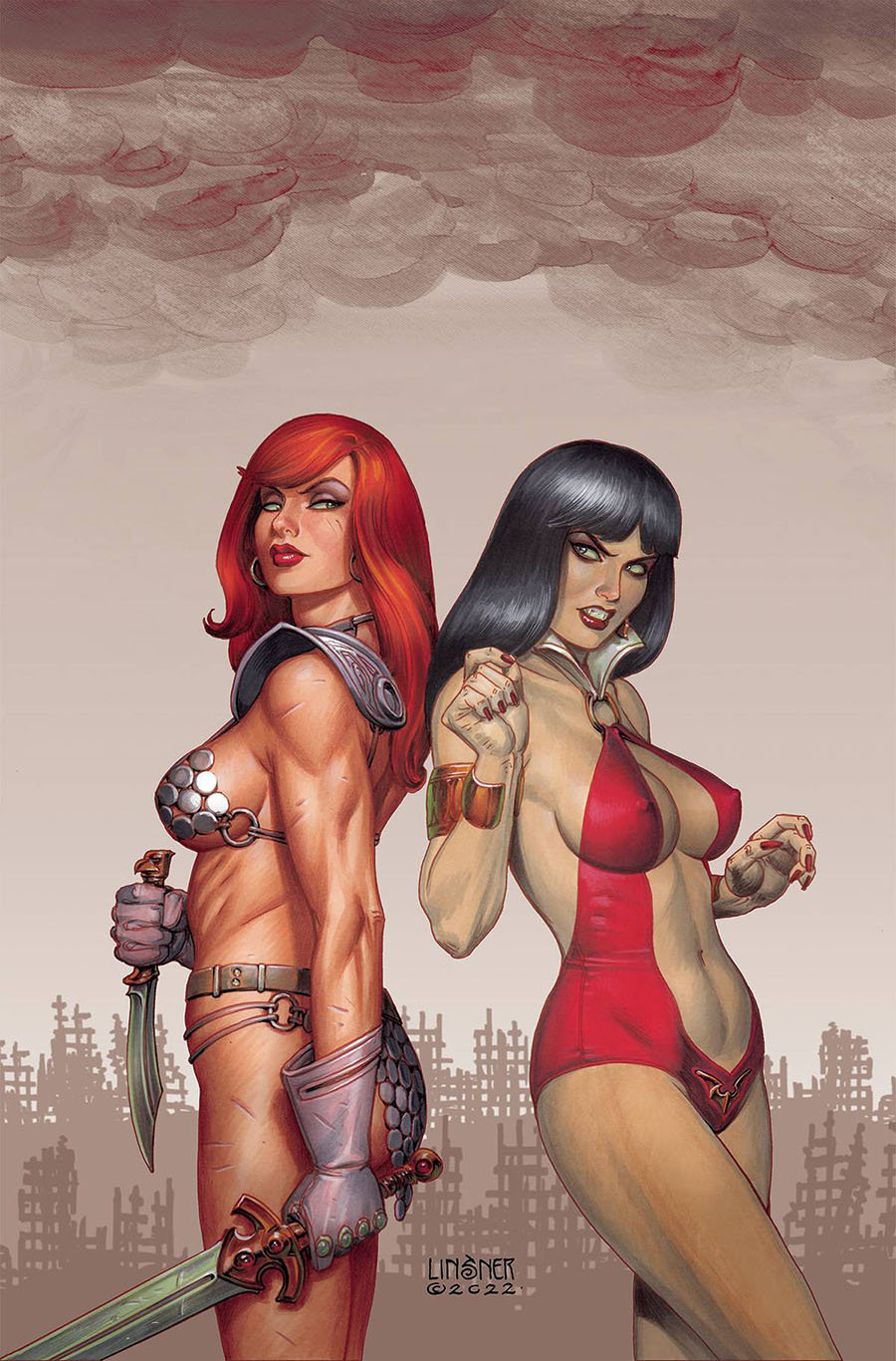 Vampirella vs Red Sonja #1 Cover K Incentive Joseph Michael Linsner Virgin Cover