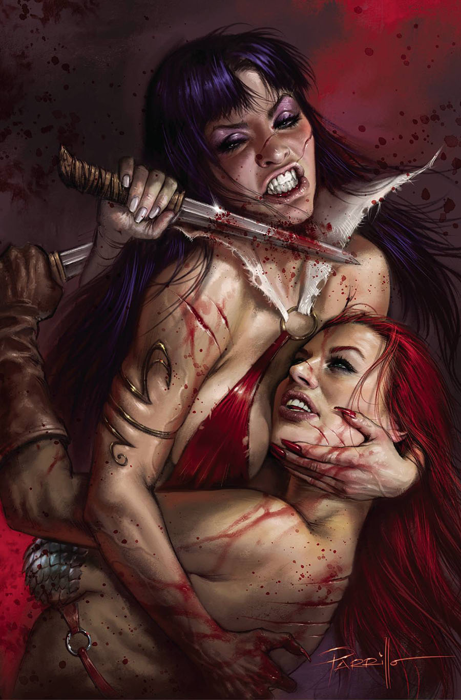 Vampirella vs Red Sonja #1 Cover N Lucio Parrillo Dynamite Metal Premium Cover